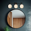 Alora - VL579328MBGR - Three Light Bathroom Vanity - Cherise - Matte Black/Glossy Ribbed Opal Glass