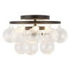Alora - SF654318MBRC - Three Light Semi-Flush Mount - Faye - Matte Black/Clear Ribbed Glass