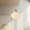 Alora - PD651012BGGR - One Light Pendant - Farrah - Brushed Gold/Glossy Ribbed Opal Glass