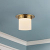 Alora - FM360085PTBAR - One Light Flush Mount - Mineral - Patina Brass/Alabaster