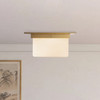 Alora - FM356115PTBOP - Two Light Flush Mount - Mineral - Patina Brass/Opal Glass