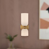 Alora - WV442612BGGR - Two Light Vanity - Nelly - Brushed Gold/Glossy Ribbed Opal Glass