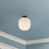 Alora - SF579112MBGR - One Light Semi-Flush Mount - Cherise - Matte Black/Glossy Ribbed Opal Glass