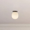 Alora - SF579107MBGR - One Light Semi-Flush Mount - Cherise - Matte Black/Glossy Ribbed Opal Glass