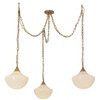 Alora - MP651312BGGR - Three Light Pendant - Farrah - Brushed Gold/Glossy Ribbed Opal Glass
