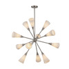 Alora - CH462039BNGR - 12 Light Chandelier - Cosmo - Brushed Nickel/Glossy Ribbed Opal Glass