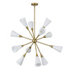 Alora - CH462039BGGR - 12 Light Chandelier - Cosmo - Brushed Gold/Glossy Ribbed Opal Glass