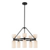 Alora - CH442626MBGR - Ten Light Chandelier - Nelly - Matte Black/Glossy Ribbed Opal Glass