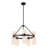 Alora - CH442626MBGR - Ten Light Chandelier - Nelly - Matte Black/Glossy Ribbed Opal Glass