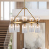 Alora - CH442626BGCR - Ten Light Chandelier - Nelly - Brushed Gold/Clear Ribbed Glass