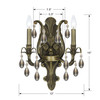 Crystorama - 5563-AB-GT-S - Two Light Wall Sconce - Dawson - Antique Brass