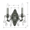 Crystorama - 5562-PW-CL-S - Two Light Wall Sconce - Dawson - Pewter