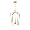 Maxim - 28613WTNAB - Three Light Pendant - Melrose - White/Natural Aged Brass
