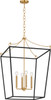 Visual Comfort Studio - KSC1204MBK - Four Light Lantern - Carlyle - Midnight Black | Burnished Brass