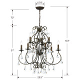 Crystorama - 5019-EB-CL-MWP - Nine Light Chandelier - Ashton - English Bronze