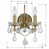 Crystorama - 4452-GA-CL-MWP - Two Light Wall Sconce - Filmore - Antique Gold