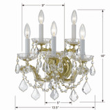 Crystorama - 4404-GD-CL-MWP - Five Light Wall Sconce - Maria Theresa - Gold