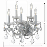 Crystorama - 4404-CH-CL-MWP - Five Light Wall Sconce - Maria Theresa - Polished Chrome