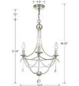 Crystorama - 423-SA - Three Light Mini Chandelier - Metro - Antique Silver