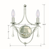 Crystorama - 422-SA - Two Light Wall Sconce - Metro - Antique Silver