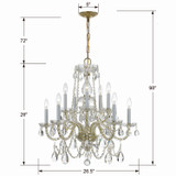 Crystorama - 1130-PB-CL-MWP - Ten Light Chandelier - Traditional Crystal - Polished Brass