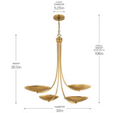 Kichler - 52855LBR - Four Light Chandelier - Palmela - Lacquered Brass