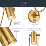 Kichler - 52841LBR - LED Wall Sconce - Ruehl - Lacquered Brass