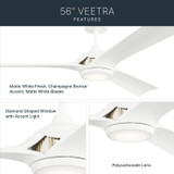 Kichler - 300056-MWH - 56" Ceiling Fan - Veetra - Matte White