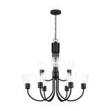 Generation Lighting - GLC1169MBK - Nine Light Chandelier - Miles - Midnight Black