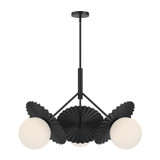 Alora - CH501334MBOP - Three Light Chandelier - Plume - Matte Black/Opal Glass