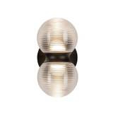 Kuzco Lighting - EW77209-BK/CR - LED Exterior Wall Mount - Peri - Black/Clear Ribbed Glass