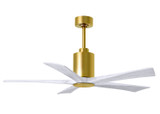 Matthews Fan Company - PA5-BRBR-MWH-52 - 52"Ceiling Fan - Patricia - Brushed Brass