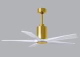 Matthews Fan Company - PA5-BRBR-MWH-52 - 52"Ceiling Fan - Patricia - Brushed Brass