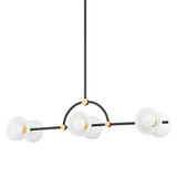 Mitzi - H724906-AGB/TBK - Six Light Linear - Belle - Aged Brass/Textured Black Combo