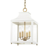 Mitzi - H259704S-AGB/WH - Four Light Lantern - Leigh - Aged Brass/Soft Off White