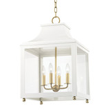 Mitzi - H259704L-AGB/WH - Four Light Lantern - Leigh - Aged Brass/Soft Off White