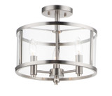 Maxim - 25250CLSN - Three Light Semi Flush Mount - Sentinel - Satin Nickel