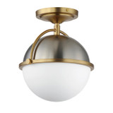 Maxim - 12410SWSNSBR - One Light Semi Flush Mount - Duke - Satin Nickel / Satin Brass