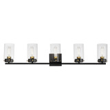 Maxim - 12405CLBKSBR - Five Light Bath Vanity - Pinn - Black / Satin Brass