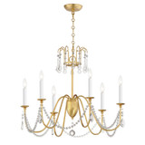 Maxim - 12166GL/CRY - Six Light Chandelier - Plumette - Gold Leaf