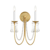 Maxim - 12161GL/CRY - Two Light Wall Sconce - Plumette - Gold Leaf