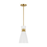Visual Comfort Studio - EP1221MWTBBS - One Light Pendant - Heath - Matte White and Burnished Brass