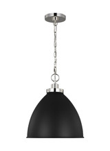 Visual Comfort Studio - CP1291MBKPN - One Light Pendant - Wellfleet - Midnight Black and Polished Nickel