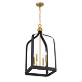 Savoy House - 7-7802-4-143 - Four Light Pendant - Sheffield - Matte Black with Warm Brass Accents