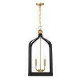 Savoy House - 7-7802-4-143 - Four Light Pendant - Sheffield - Matte Black with Warm Brass Accents