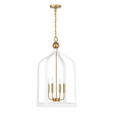 Savoy House - 7-7802-4-142 - Four Light Pendant - Sheffield - White with Warm Brass Accents