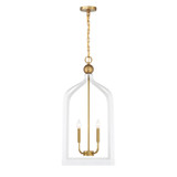 Savoy House - 7-7802-4-142 - Four Light Pendant - Sheffield - White with Warm Brass Accents