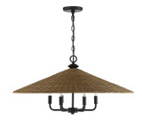 Savoy House - 7-7772-6-180 - Six Light Pendant - Eman - Matte Black with Dark Rattan