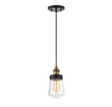 Savoy House - 7-2064-1-51 - One Light Mini Pendant - Macauley - Vintage Black with Warm Brass
