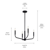 Kichler - 52716BK - Four Light Chandelier/Semi Flush Mount - Madden - Black